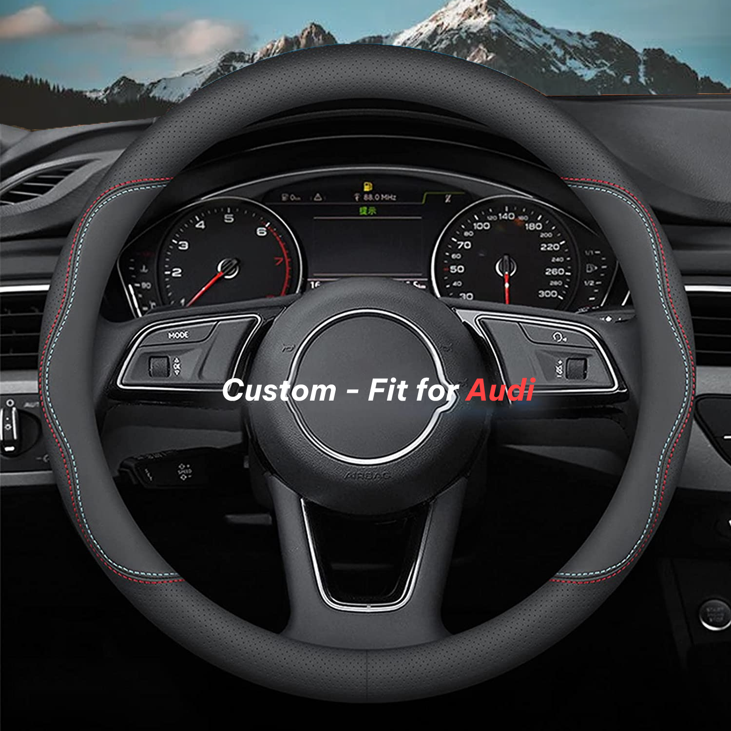 Car Steering Wheel Cover 2024 Update Version, Custom-Fit for Car, Premium Leather Car Steering Wheel Cover with Logo, Car Accessories DLRA222