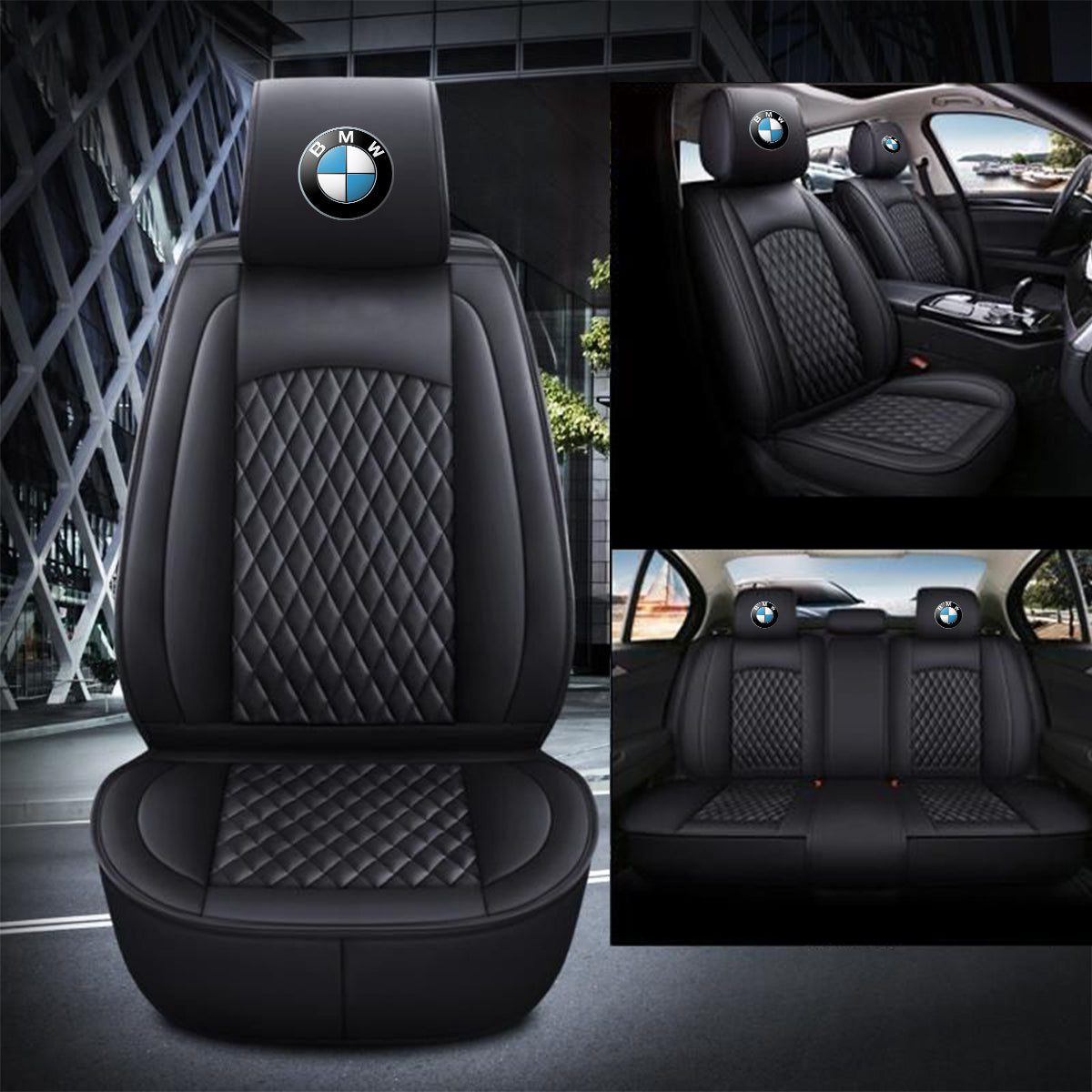 2 Car Seat Covers Full Set, Custom For Your Cars, Waterproof Leather Front Rear Seat Automotive Protection Cushions, Car Accessories KO