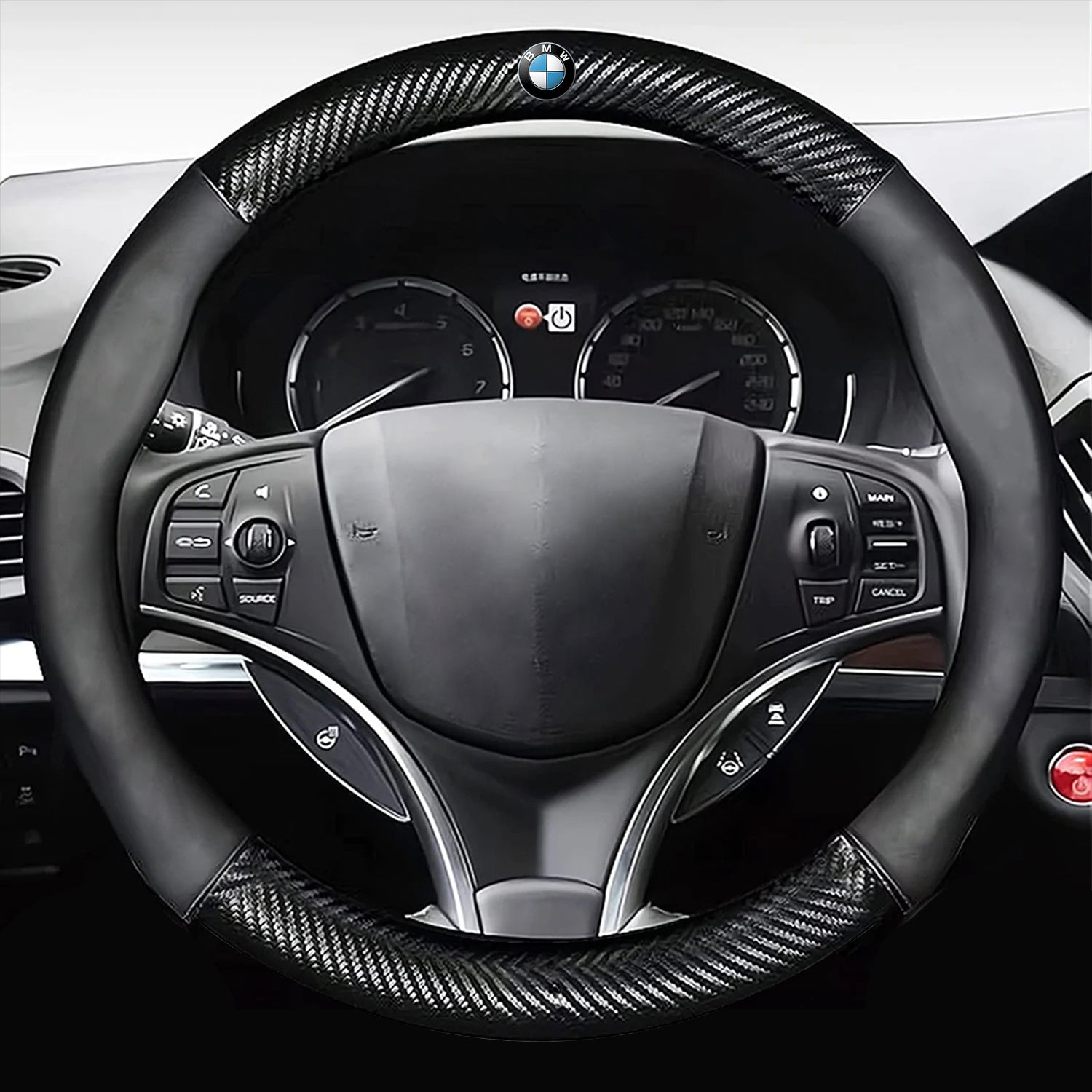 Car Steering Wheel Cover, Custom For Your Cars, Leather Nonslip 3D Carbon Fiber Texture Sport Style Wheel Cover for Women, Interior Modification for All Car Accessories KX18992