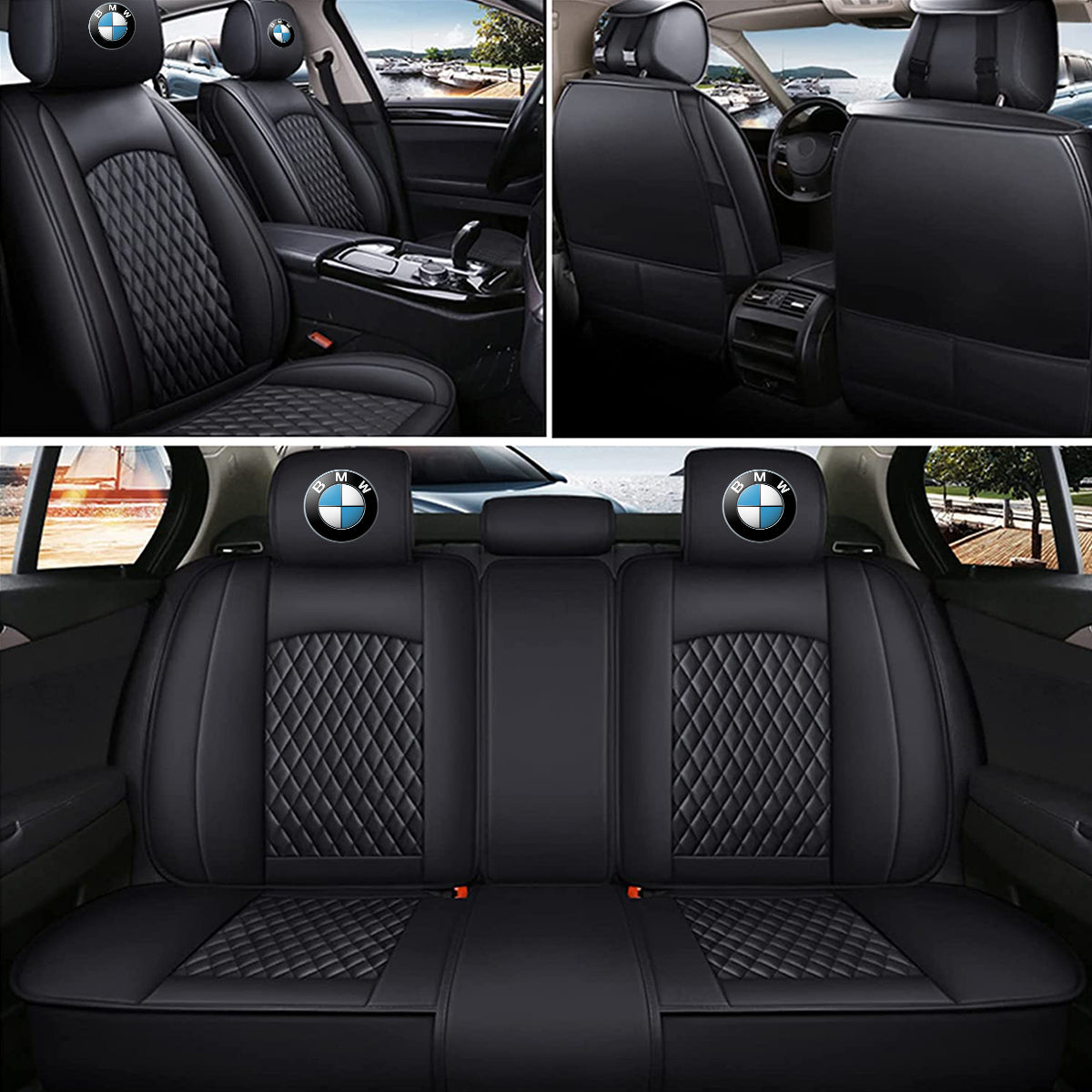 2 Car Seat Covers Full Set, Custom For Your Cars, Waterproof Leather Front Rear Seat Automotive Protection Cushions, Car Accessories KO