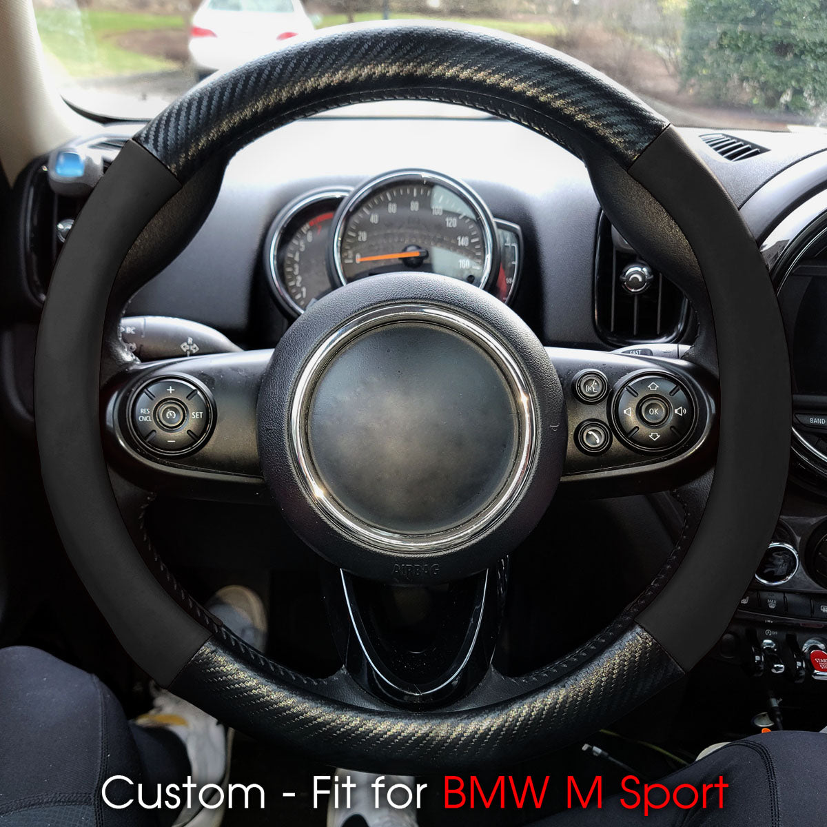 Car Steering Wheel Cover, Custom-Fit For Cars, Leather Nonslip 3D Carbon Fiber Texture Sport Style Wheel Cover for Women, Interior Modification for All Car Accessories DLKO225