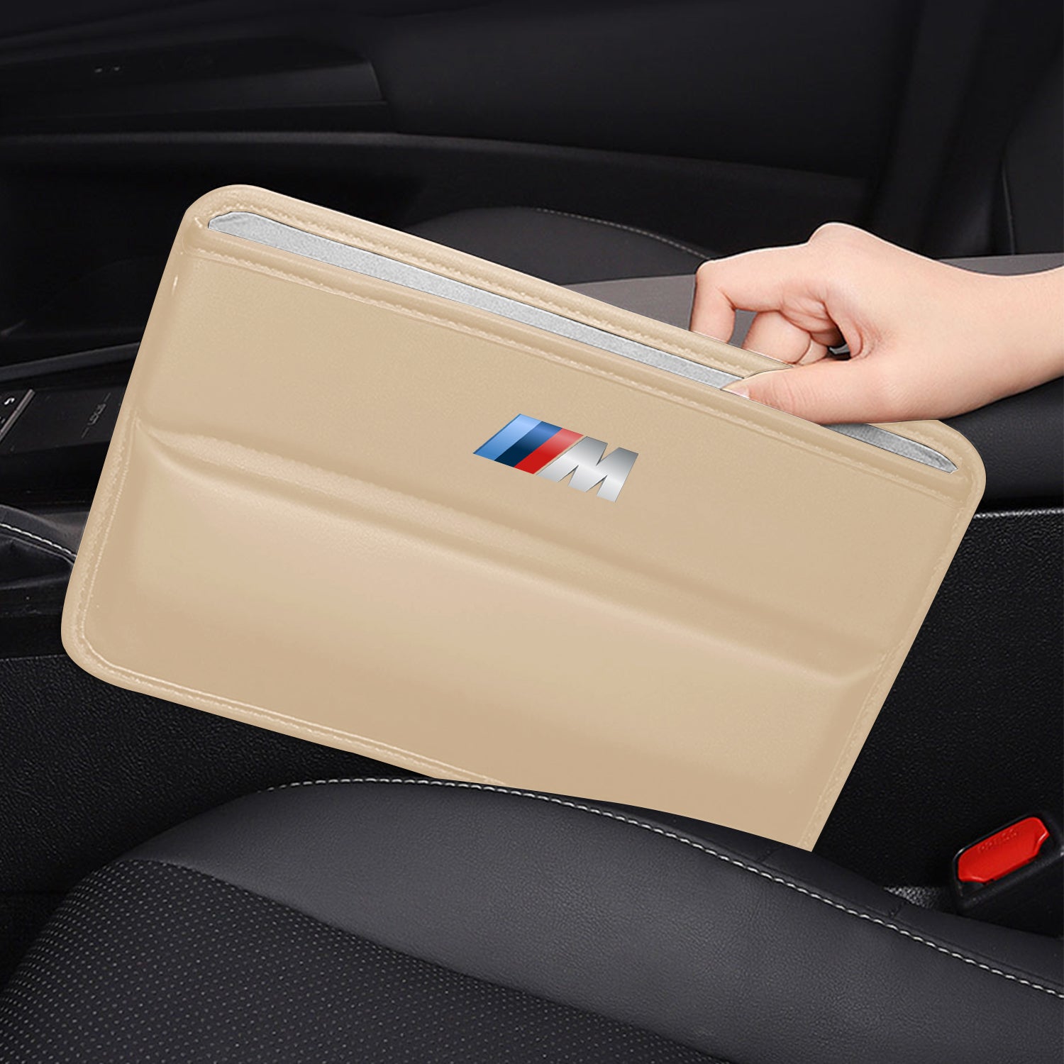 Car Seat Gap Filler for BMW Car Accessories,Car Seat Crevice Storage Box,  PU Leather Car Side seat Gap Filler with Cup Holder for BMW X5 X3 X4 X6,  for