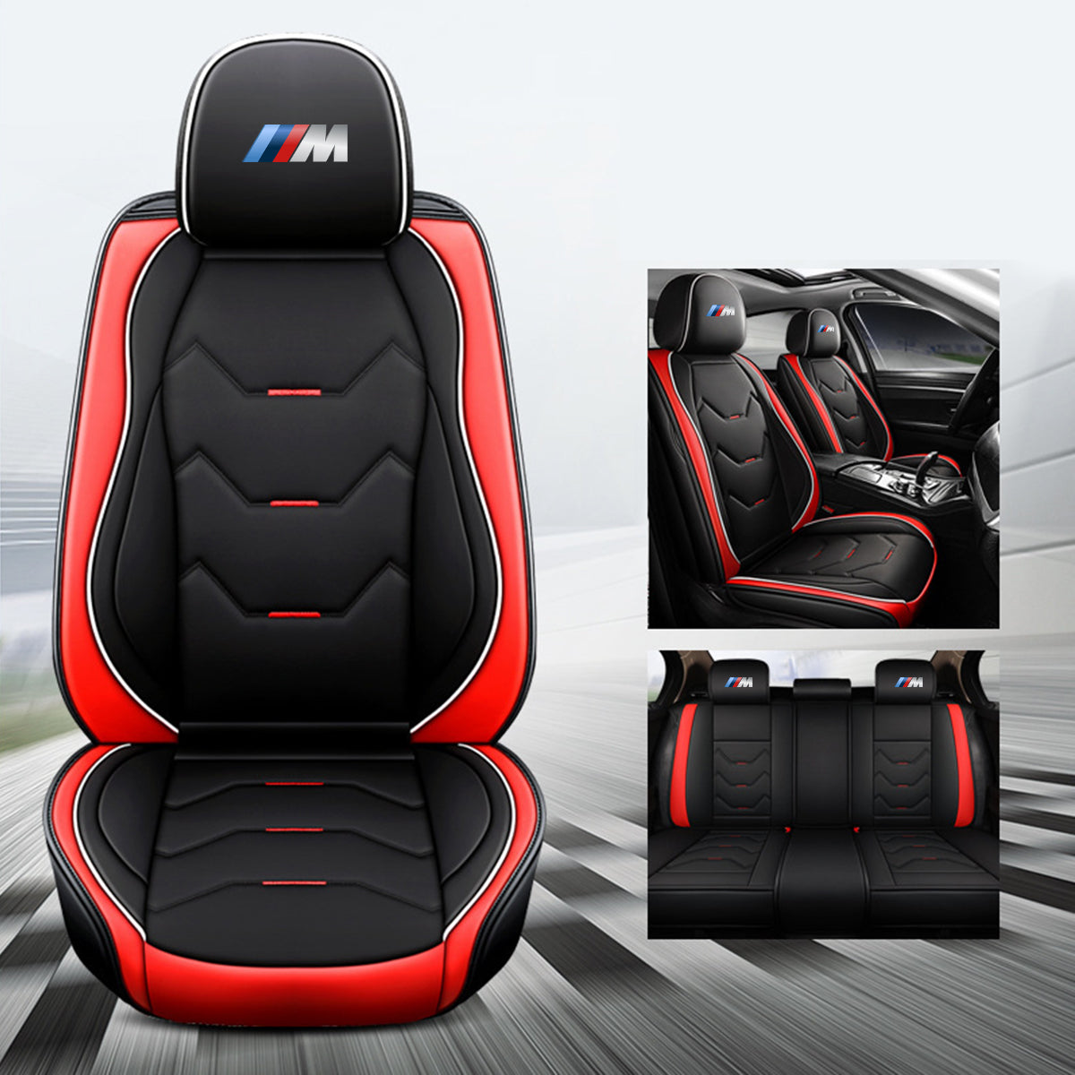 2 Leather Car Seat Covers 5 Seats Full Set, Custom fit for Car, Fit Sedan SUV Truck Vans Leatherette Automotive Seat Cushion Protector Universal Fit KX