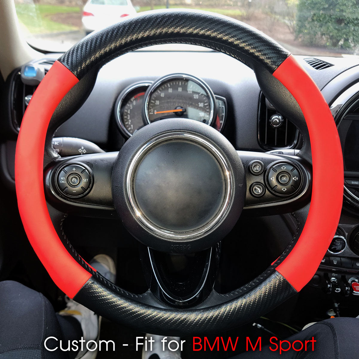 Car Steering Wheel Cover, Custom-Fit For Cars, Leather Nonslip 3D Carbon Fiber Texture Sport Style Wheel Cover for Women, Interior Modification for All Car Accessories DLKO225