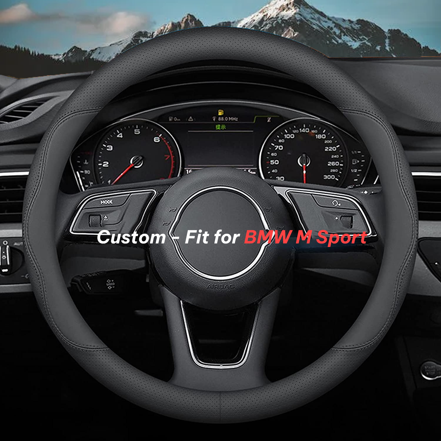 Car Steering Wheel Cover 2024 Update Version, Custom-Fit for Car, Premium Leather Car Steering Wheel Cover with Logo, Car Accessories DLKO222