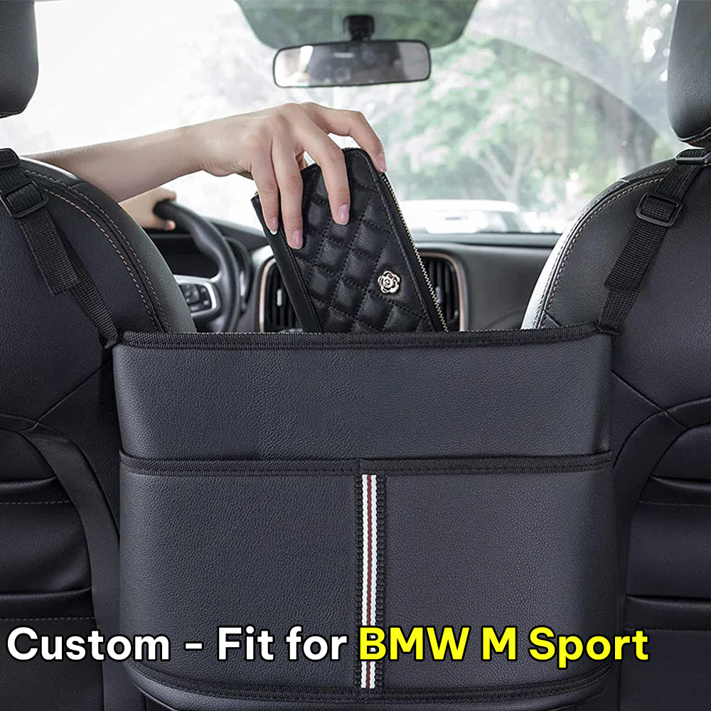 Car Purse Holder for Car Handbag Holder Between Seats Premium PU Leather, Custom Fit For Car, Hanging Car Purse Storage Pocket Back Seat Pet Barrier DLKO223