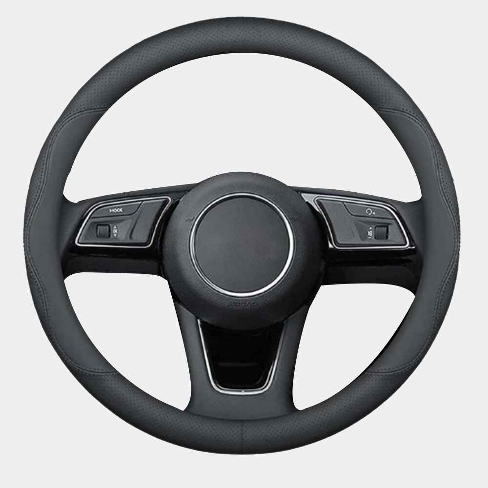 Premium Leather Custom Car Steering Wheel Cover 2024 Update Version, 4 Styles, 3d Ebossing Logo, 15 inches Outer Diameter