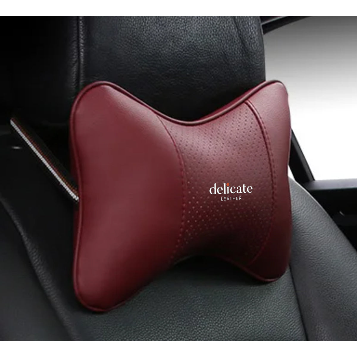Universal Car Neck Pillow for Comfortable Support - Compatible with Most Auto Accessories and Filled with Fiber Material - Delicate Leather