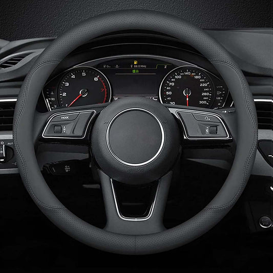 Premium Leather Custom Car Steering Wheel Cover 2026 Update Version, 4 Styles, 15 inches Outer Diameter - Delicate Leather