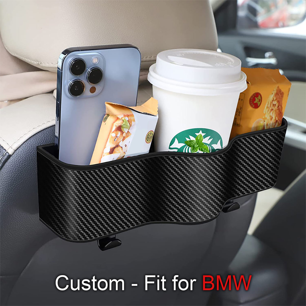 Car Headrest Backseat Organizer with Cup Holders, Custom-Fit For Car, Seat Back Organizer Perfect for Eating in Your Car, Back Seat Organizer for Kids DLKX242