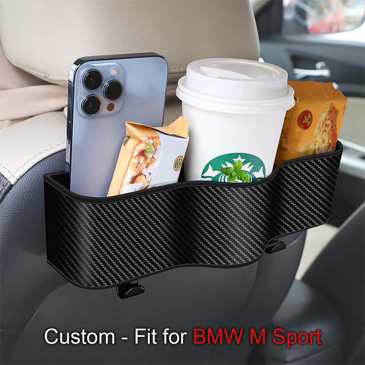 Car Headrest Backseat Organizer with Cup Holders, Custom-Fit For Car, Seat Back Organizer Perfect for Eating in Your Car, Back Seat Organizer for Kids DLKO242