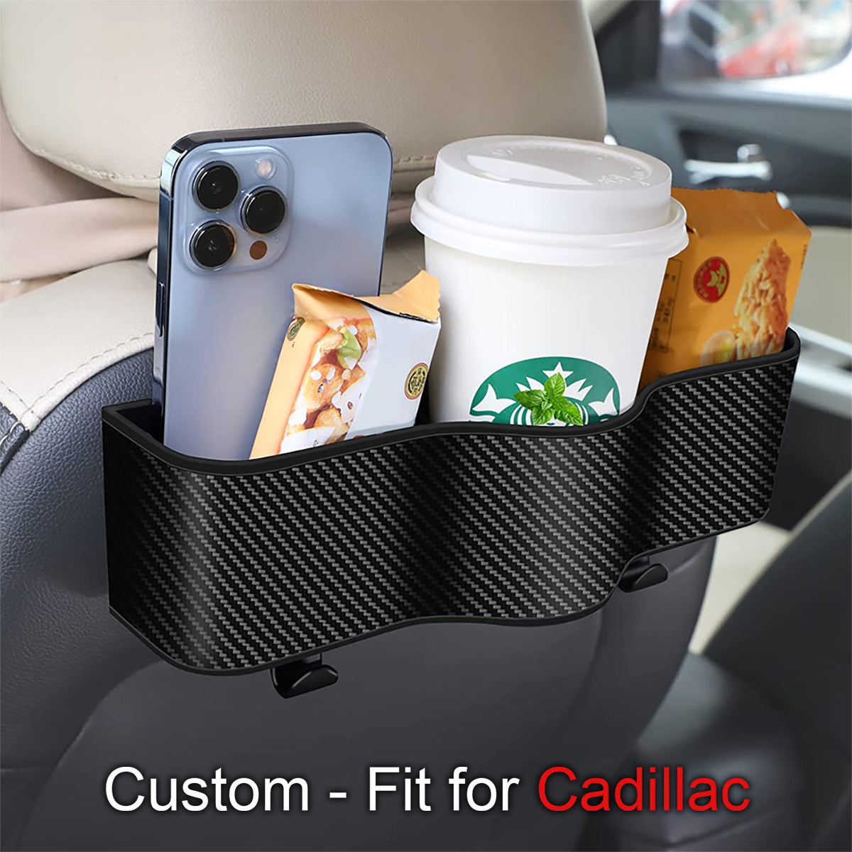 Car Headrest Backseat Organizer with Cup Holders, Custom-Fit For Car, Seat Back Organizer Perfect for Eating in Your Car, Back Seat Organizer for Kids DLCA242