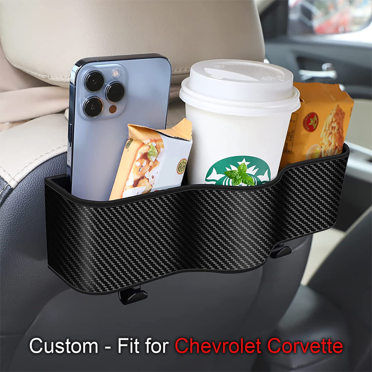 Car Headrest Backseat Organizer with Cup Holders, Custom-Fit For Car, Seat Back Organizer Perfect for Eating in Your Car, Back Seat Organizer for Kids DLCC242