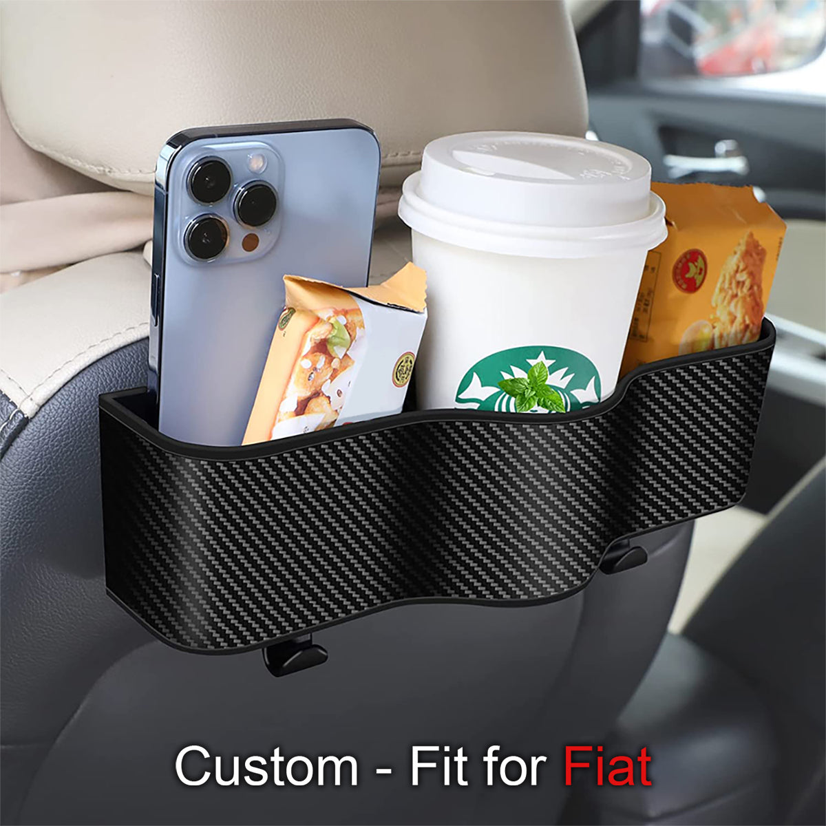 Car Headrest Backseat Organizer with Cup Holders, Custom-Fit For Car, Seat Back Organizer Perfect for Eating in Your Car, Back Seat Organizer for Kids DLFT242