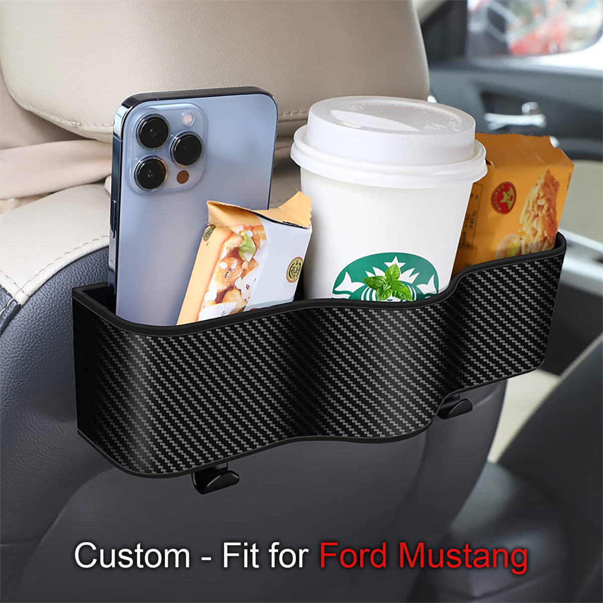 Car Headrest Backseat Organizer with Cup Holders, Custom-Fit For Car, Seat Back Organizer Perfect for Eating in Your Car, Back Seat Organizer for Kids DLFM242