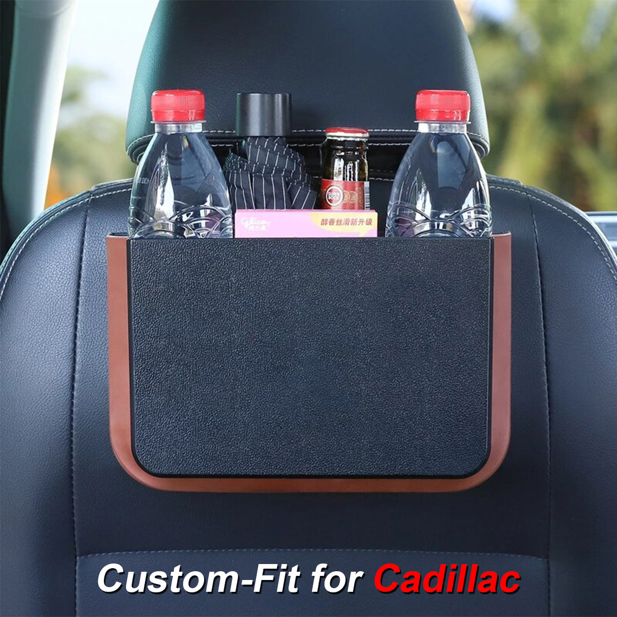 Hanging Waterproof Car Trash can-Foldable, Custom-Fit For Car, Waterproof, Equipped with Cup Holders and Trays DLCA251