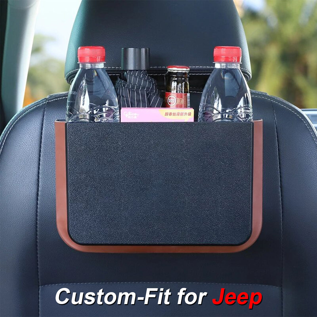 Hanging Waterproof Car Trash can-Foldable, Custom-Fit For Car, Waterproof, Equipped with Cup Holders and Trays DLJE251