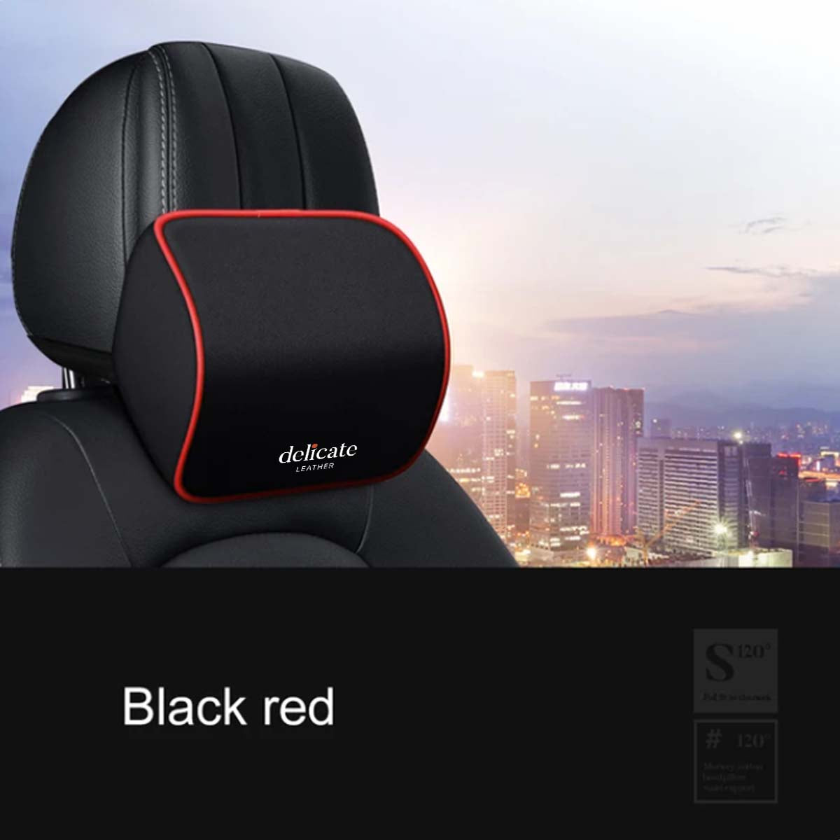 Enhance Your Driving Comfort with the Car Neck Headrest Pillow: Premium Auto Seat Head Support and Neck Protector - Memory Cotton Cushion for Automobiles - Delicate Leather