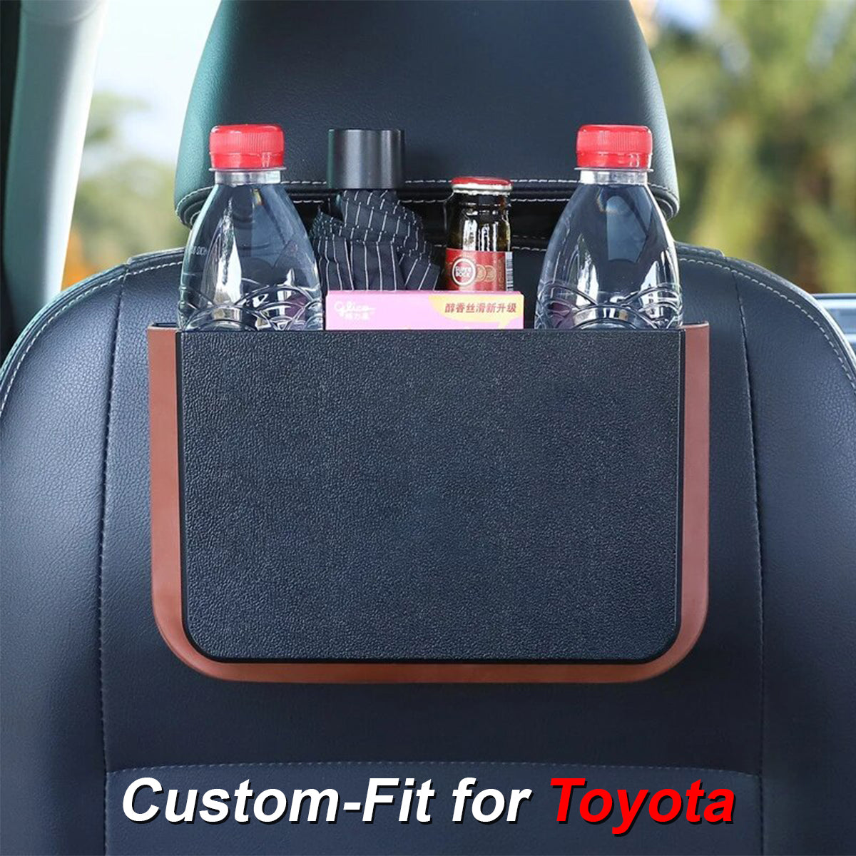 Hanging Waterproof Car Trash can-Foldable, Custom-Fit For Car, Waterproof, Equipped with Cup Holders and Trays DLPF251