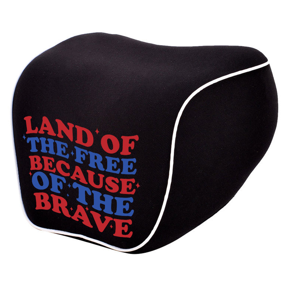 Land Of The Free, Because Of Brave Lumbar Support Cushion for Car and Headrest Neck Pillow Kit, Custom For Cars, Ergonomically Design for Car Seat, Car Accessories, Retro 4th of July 02