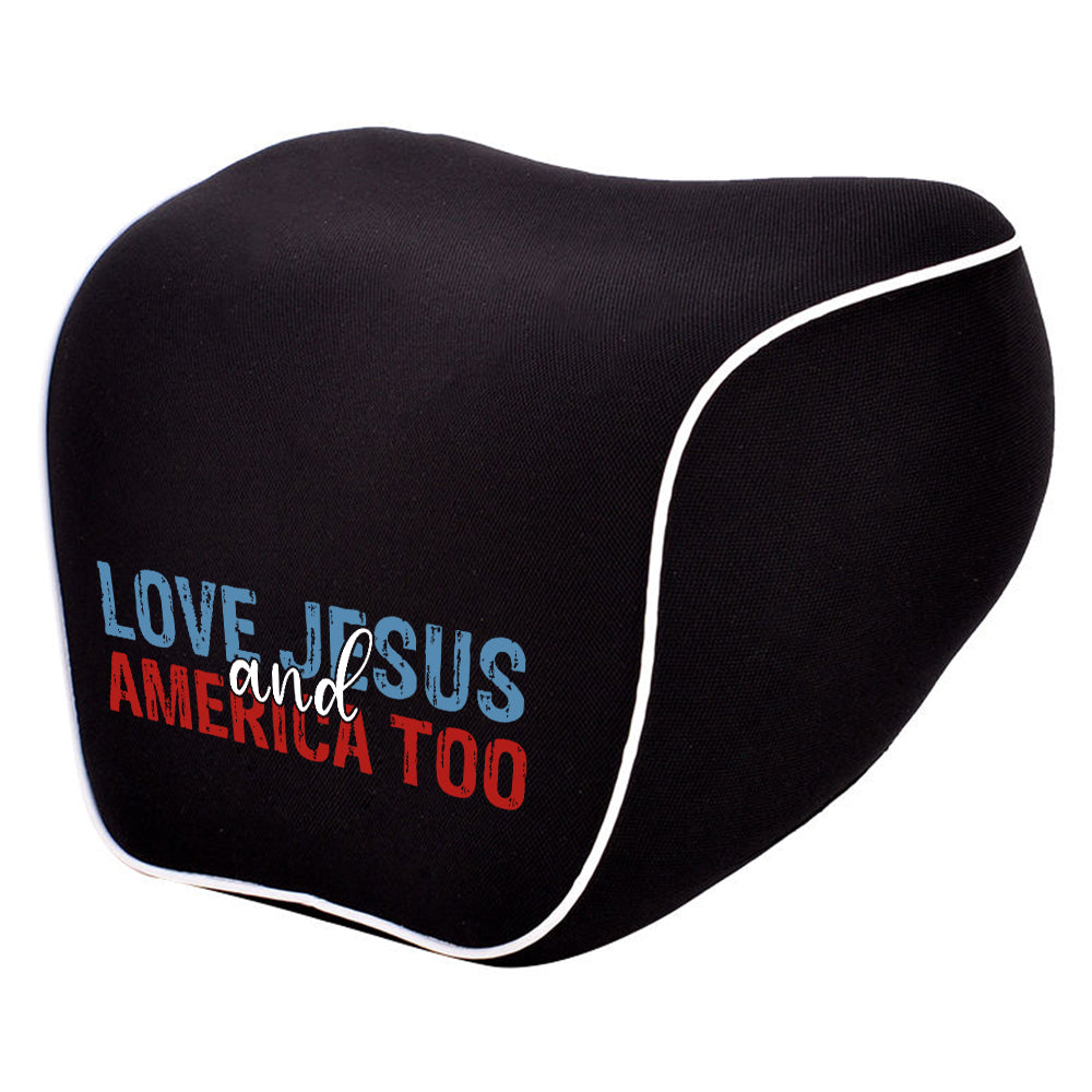 Love Jesus And America Too Lumbar Support Cushion for Car and Headrest Neck Pillow Kit, Custom For Cars, Ergonomically Design for Car Seat, Car Accessories, 4th of July 05