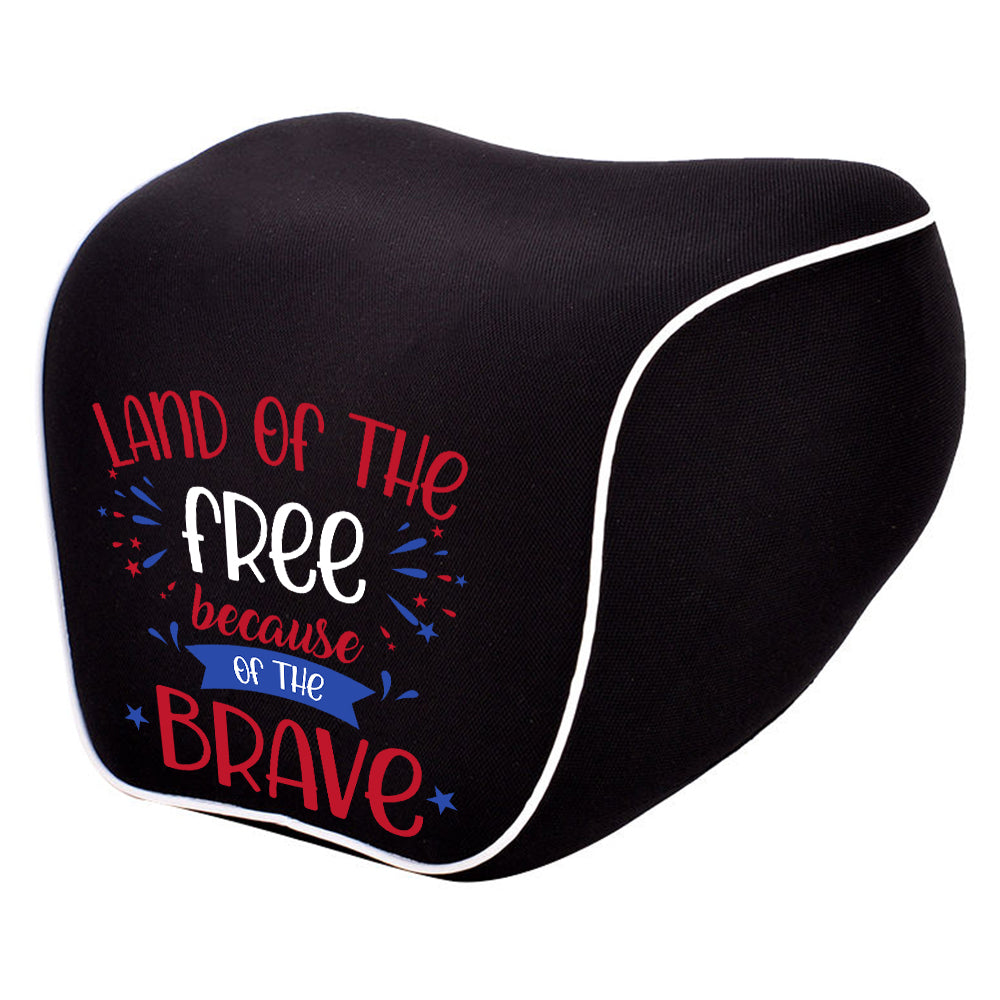 Land Of The Free, Because Of Brave Lumbar Support Cushion for Car and Headrest Neck Pillow Kit, Custom For Cars, Ergonomically Design for Car Seat, Car Accessories, Retro 4th of July 03