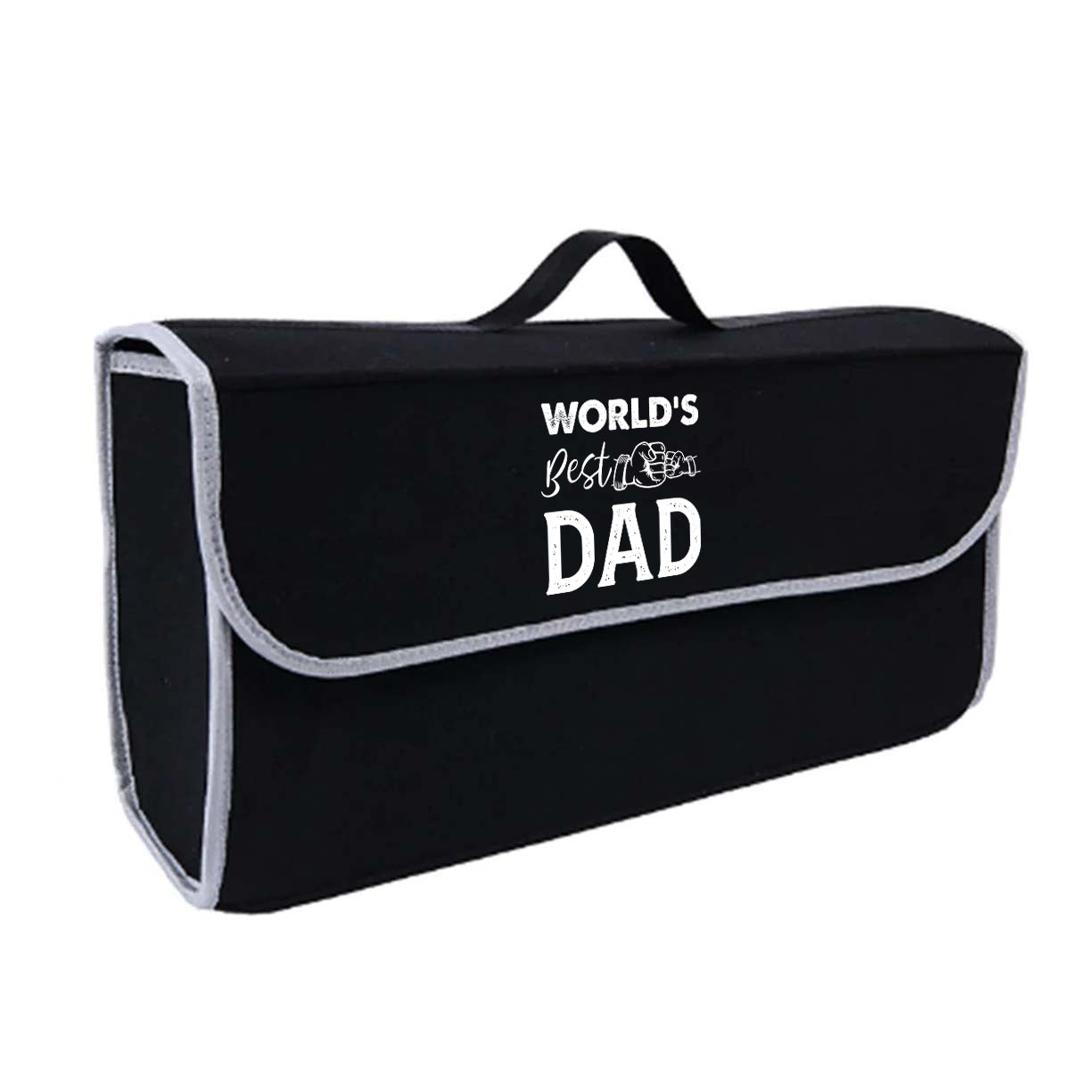 World's Best Dad Soft Felt Car Bag Organizer Folding Car Storage Box Non Slip Fireproof Car Trunk Organizer, Custom For Your Cars, Father's Day Gift, Car Accessories 05