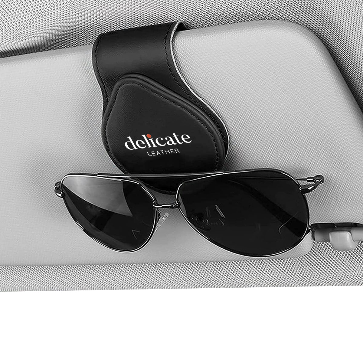 Car Sunglasses Holder, Custom For Your Cars, Magnetic Leather Glasses Frame 2023 Update JE13995 - Delicate Leather