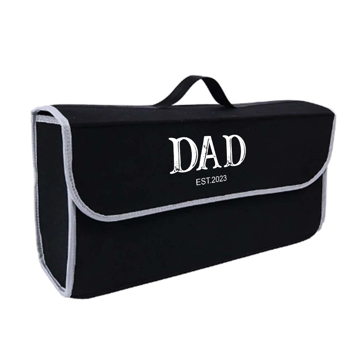 Soft Felt Car Bag Organizer Folding Car Storage Box Non Slip Fireproof Car Trunk Organizer, Custom For Your Cars, Daddy Est Year, Happy Father's Day, Car Accessories 03