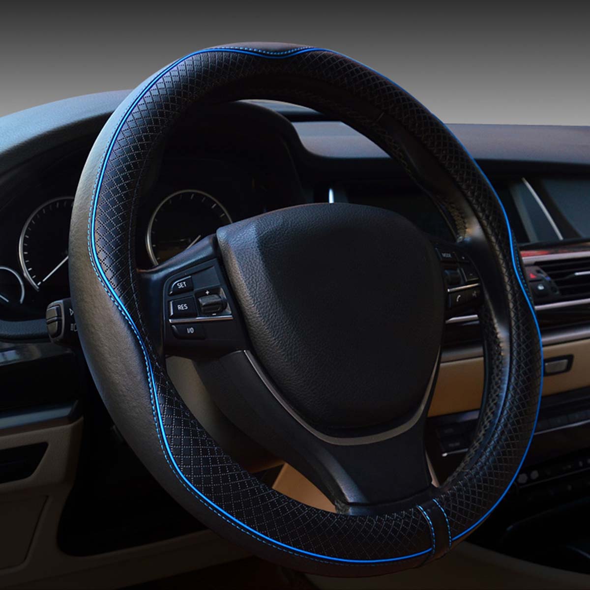Car Steering Wheel Cover, Custom For Your Cars, Anti-Slip, Safety, Soft, Breathable, Heavy Duty, Thick, Full Surround, Sports Style, Car Accessories KX18990 - Delicate Leather