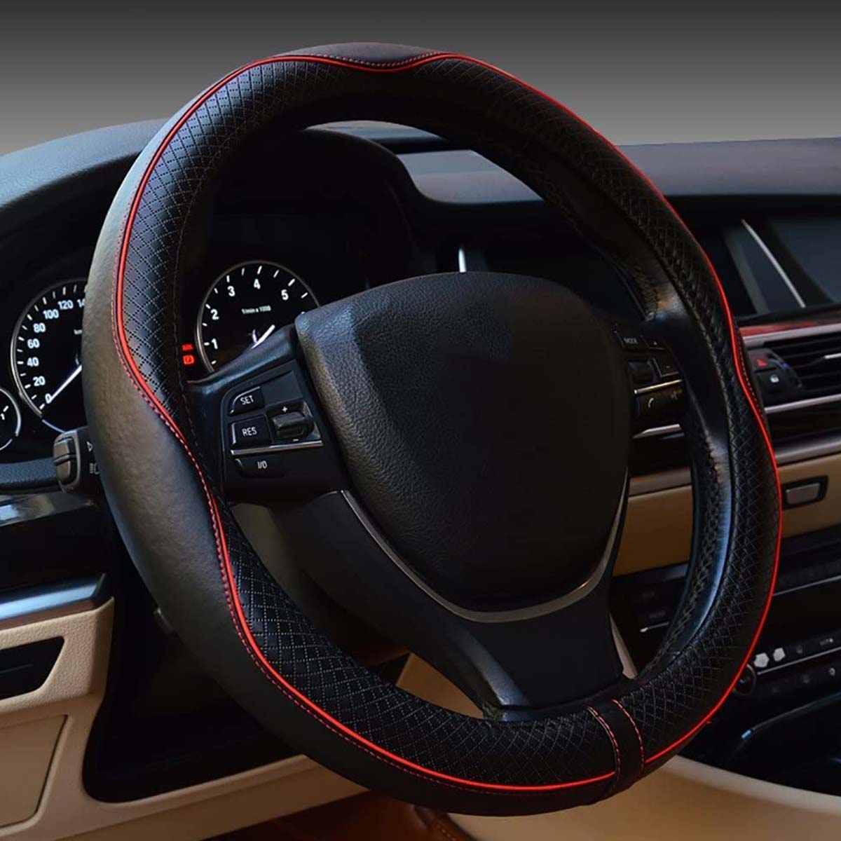 Car Steering Wheel Cover, Custom For Your Cars, Anti-Slip, Safety, Soft, Breathable, Heavy Duty, Thick, Full Surround, Sports Style, Car Accessories MS18990