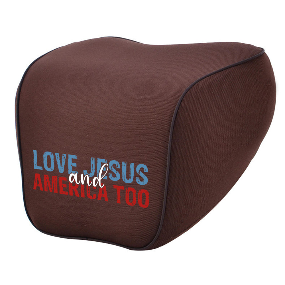 Love Jesus And America Too Lumbar Support Cushion for Car and Headrest Neck Pillow Kit, Custom For Cars, Ergonomically Design for Car Seat, Car Accessories, 4th of July 05