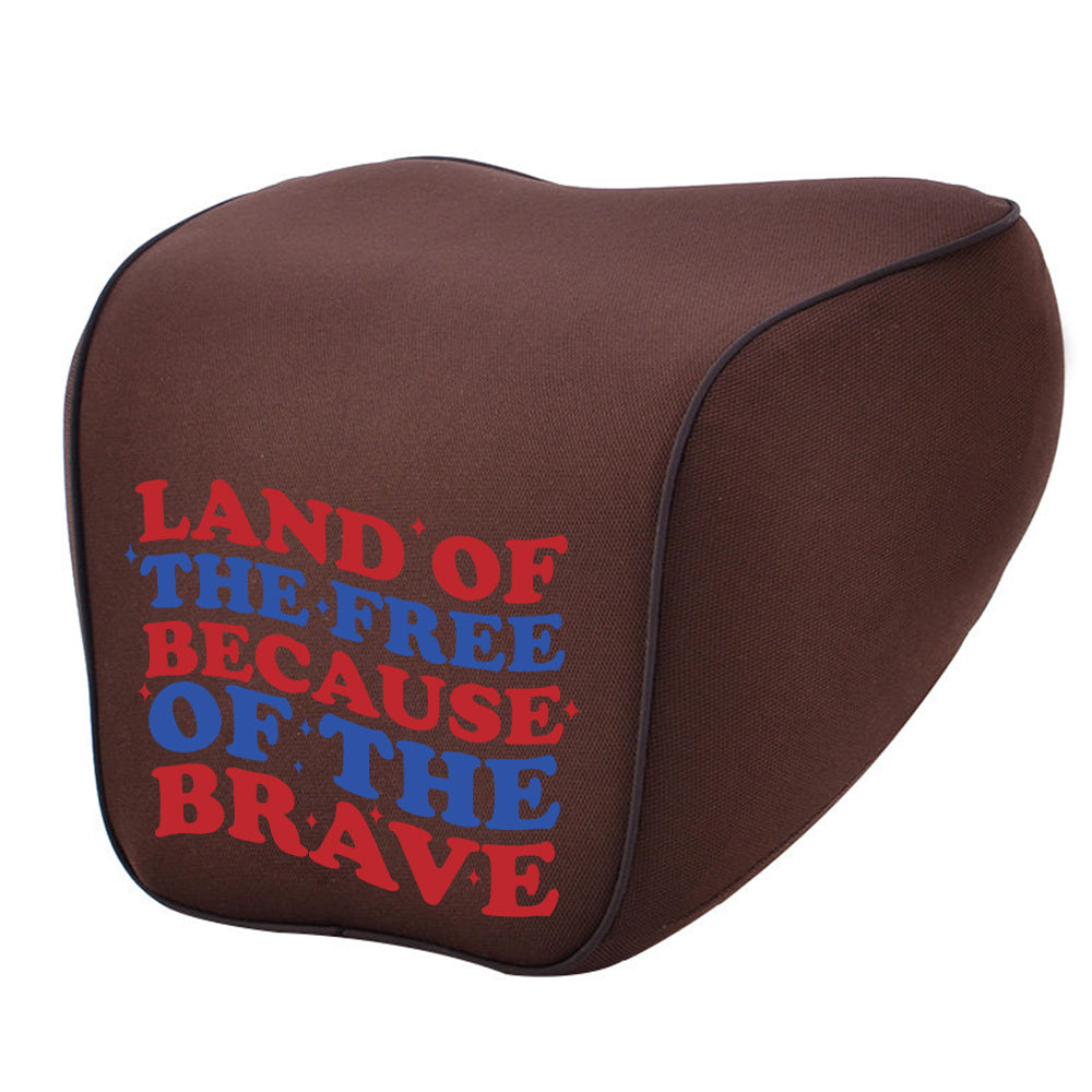 Land Of The Free, Because Of Brave Lumbar Support Cushion for Car and Headrest Neck Pillow Kit, Custom For Cars, Ergonomically Design for Car Seat, Car Accessories, Retro 4th of July 02