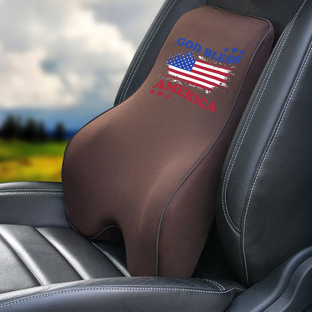 God Bless America Lumbar Support Cushion for Car and Headrest Neck Pillow Kit, Custom For Cars, Ergonomically Design for Car Seat, Car Accessories, 4th of July 09