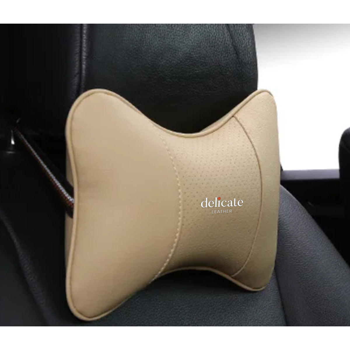 Universal Car Neck Pillow for Comfortable Support - Compatible with Most Auto Accessories and Filled with Fiber Material - Delicate Leather