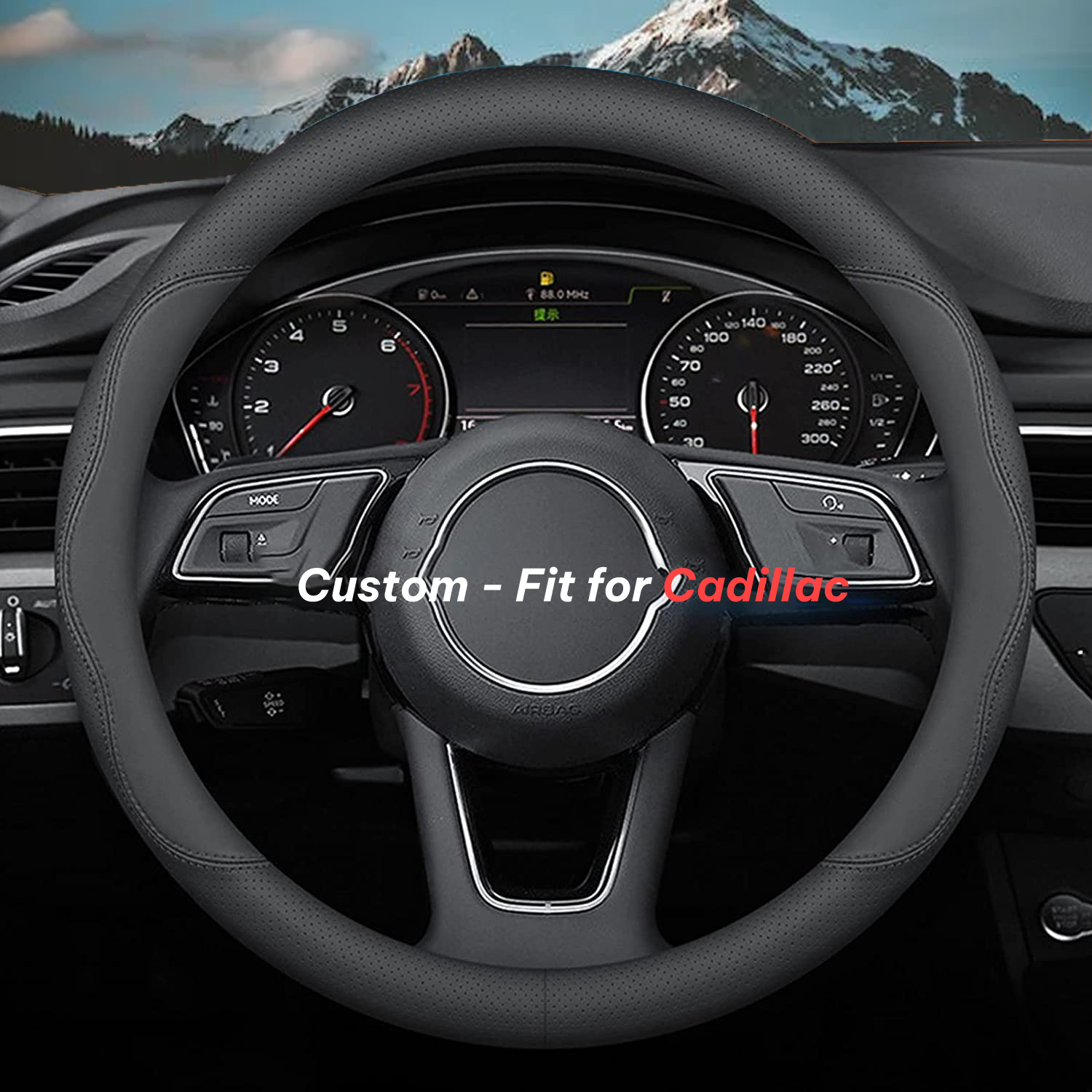 Car Steering Wheel Cover 2024 Update Version, Custom-Fit for Car, Premium Leather Car Steering Wheel Cover with Logo, Car Accessories DLCA222