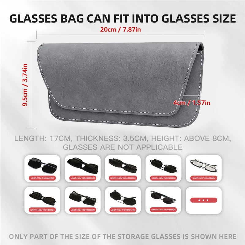 Premium Car Glasses Holder Case - Sunglasses and Eyeglasses Organizer for Car Sun Visor - Glasses Storage Solution