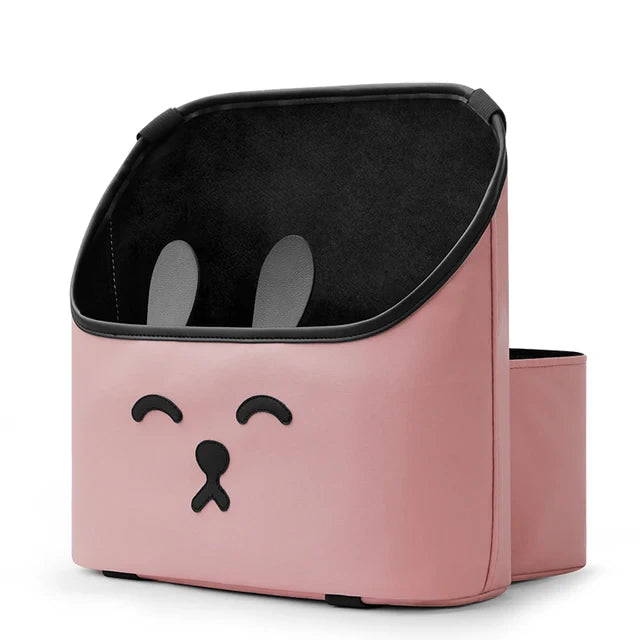 Cute Cartoon Car Seat Middle Organizer - Leather Material Storage Bag for Convenient Auto Tidying