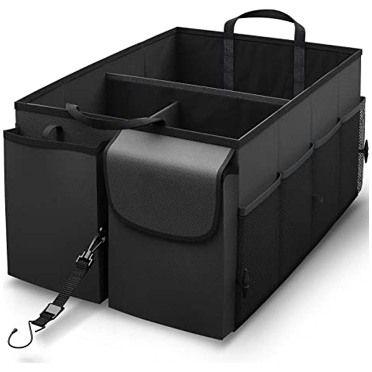 Car Trunk Organizer - Collapsible, Custom-Fit For Car, Multi-Compartment Automotive SUV Car Organizer for Storage w/ Adjustable Straps - Car Accessories for Women and Men DLHY232