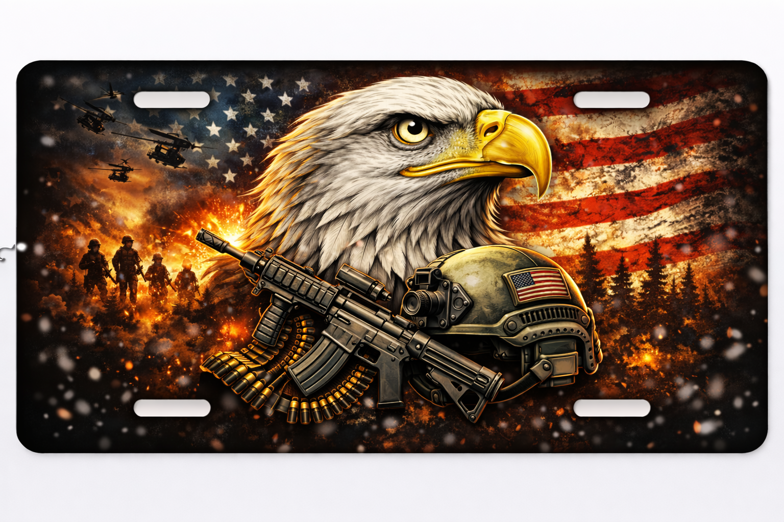 250 Years 2D Eagle Graphic License Plate Frame – Waterproof Aluminum Decorative Cover - Delicate Leather  