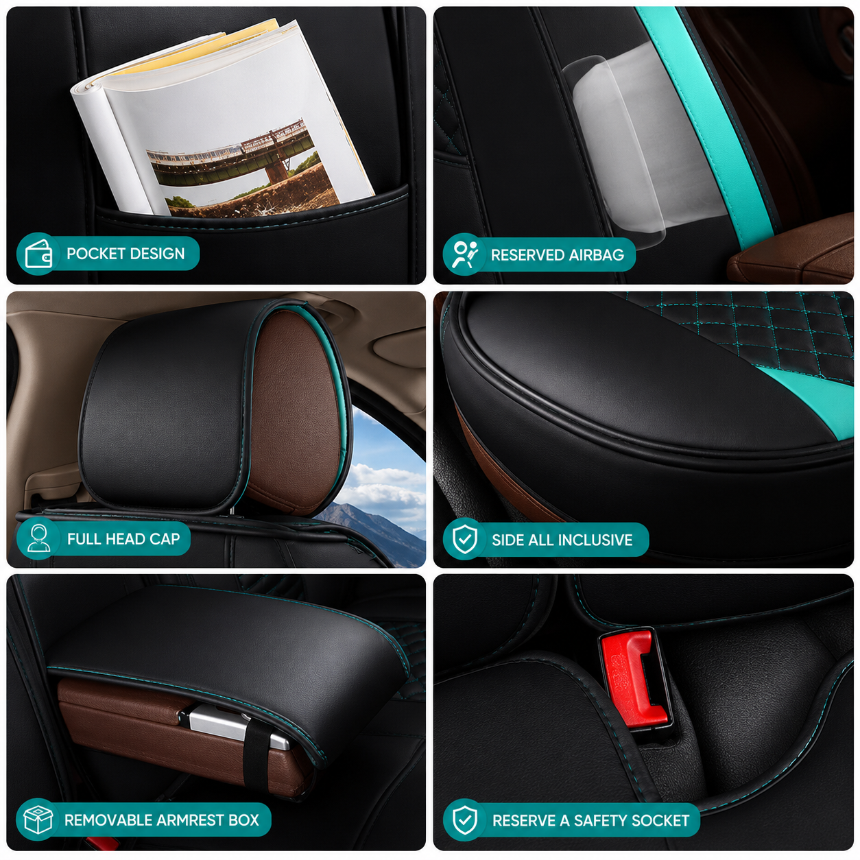 Custom Fit for Subaru Full Set Car Seat Covers – Waterproof Leather Front & Rear Seat Protection Cushions, Durable Automotive Interior Covers, Airbag Compatible Seat Protectors, Car Accessories