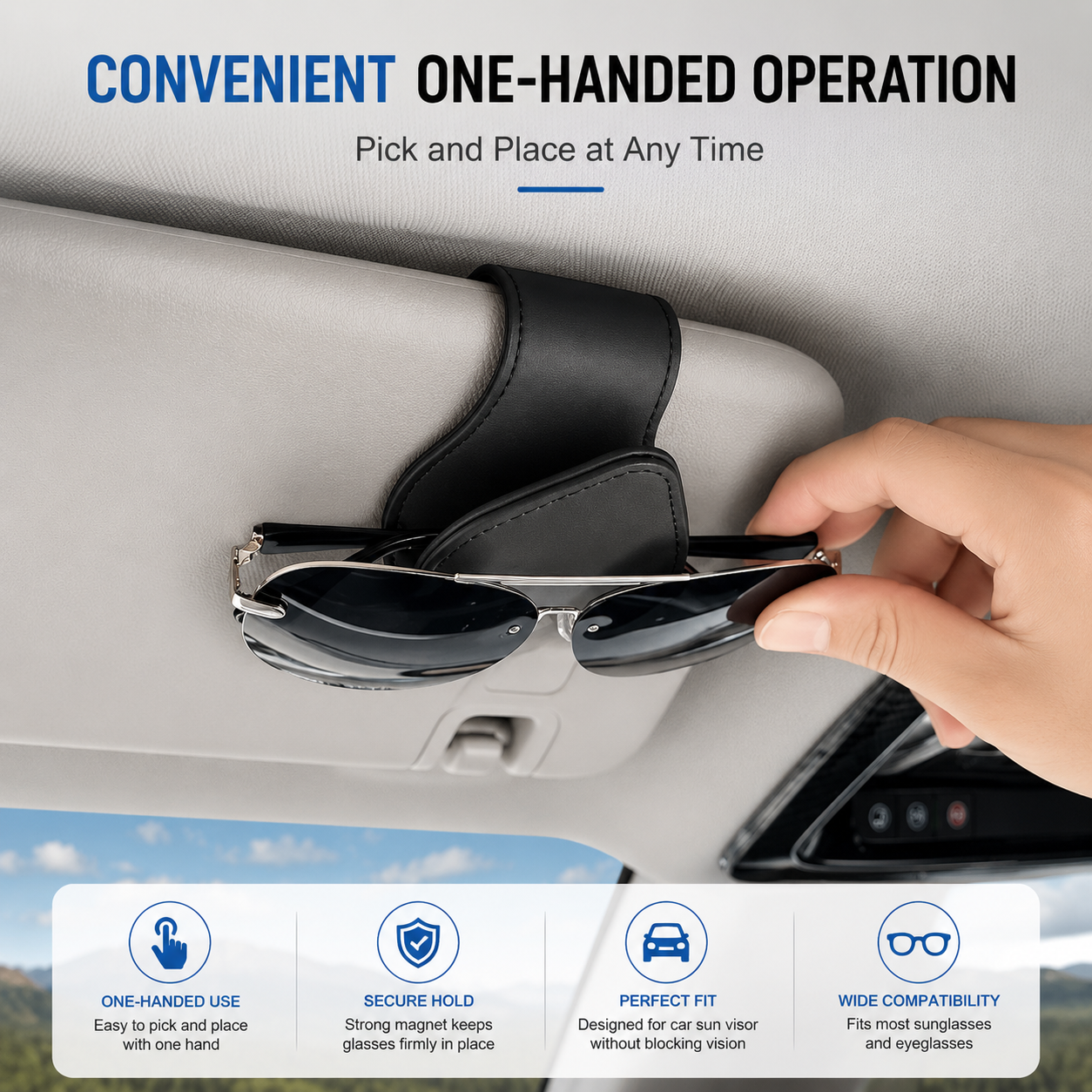 Custom Fit for BMW Sunglasses Holder – Magnetic Leather Car Visor Glasses Clip, Secure Eyewear Storage Organizer, Premium Car Interior Accessory - Delicate Leather  