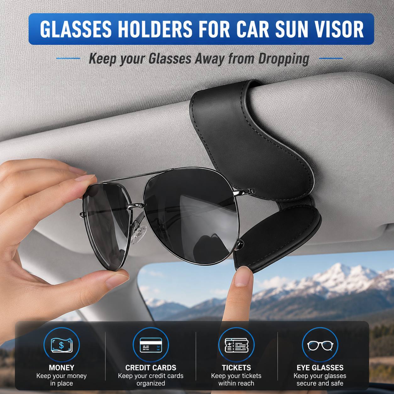 Custom Fit for BMW Sunglasses Holder – Magnetic Leather Car Visor Glasses Clip, Secure Eyewear Storage Organizer, Premium Car Interior Accessory - Delicate Leather  