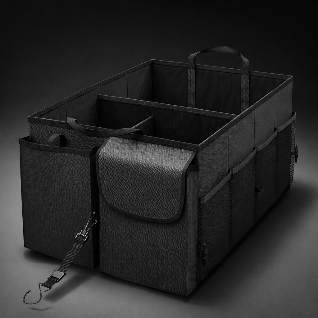 Car Trunk Organizer - Collapsible, Custom fit for All Cars, Multi-Compartment Automotive SUV Car Organizer for Storage w/ Adjustable Straps - Car Accessories for Women and Men JG12993 - Delicate Leather  