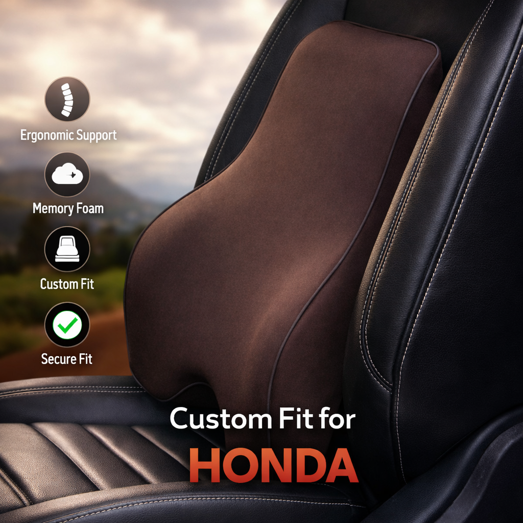 Lumbar Support Cushion for Car and Headrest Neck Pillow Kit, Custom For Cars, Ergonomically Design for Car Seat, Car Accessories HA13983 - Delicate Leather  