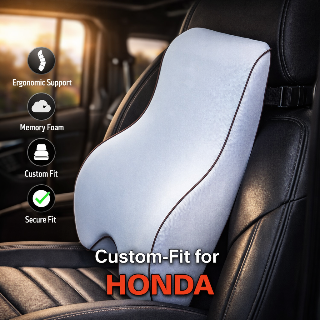 Lumbar Support Cushion for Car and Headrest Neck Pillow Kit, Custom For Cars, Ergonomically Design for Car Seat, Car Accessories HA13983 - Delicate Leather  