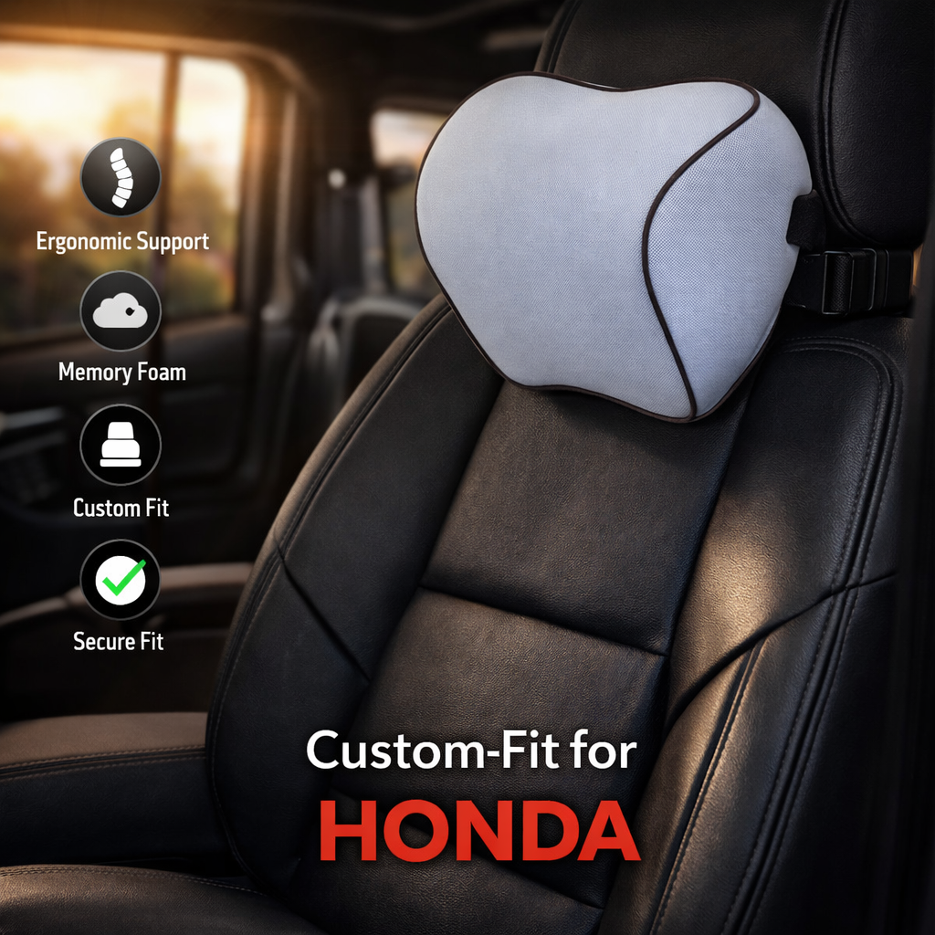 Lumbar Support Cushion for Car and Headrest Neck Pillow Kit, Custom For Cars, Ergonomically Design for Car Seat, Car Accessories HA13983 - Delicate Leather  