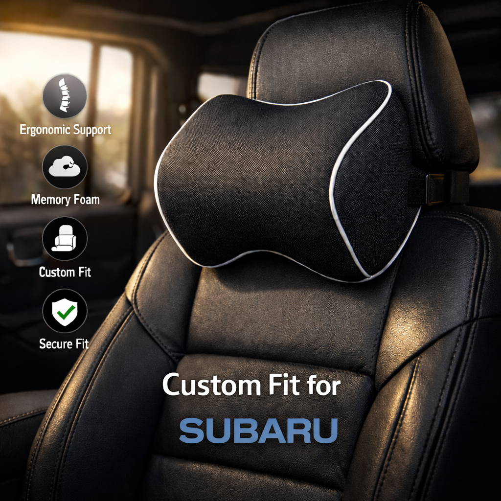 Lumbar Support Cushion for Car and Headrest Neck Pillow Kit, Custom For Cars, Ergonomically Design for Car Seat, Car Accessories SU13983 - Delicate Leather  