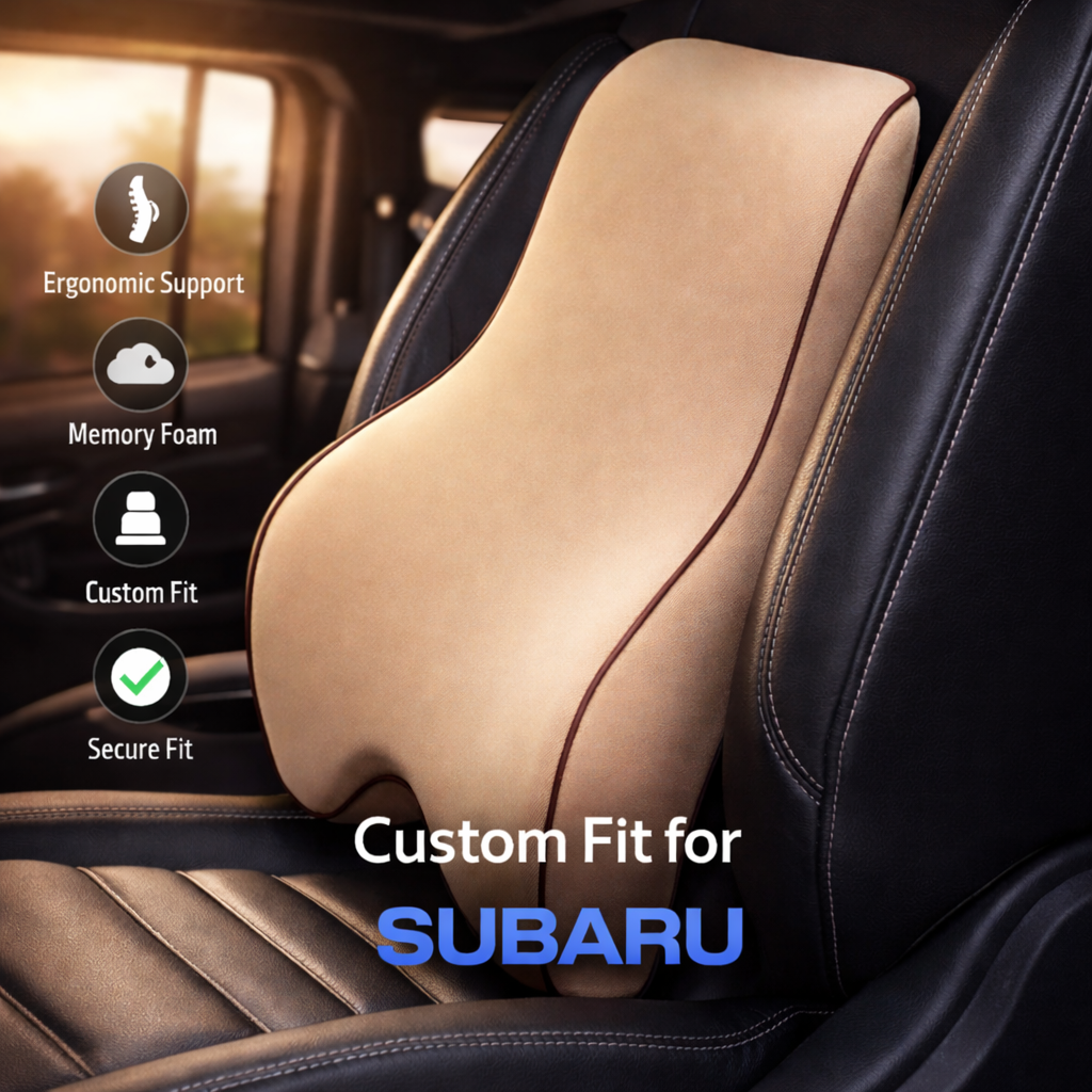 Lumbar Support Cushion for Car and Headrest Neck Pillow Kit, Custom For Cars, Ergonomically Design for Car Seat, Car Accessories SU13983 - Delicate Leather  
