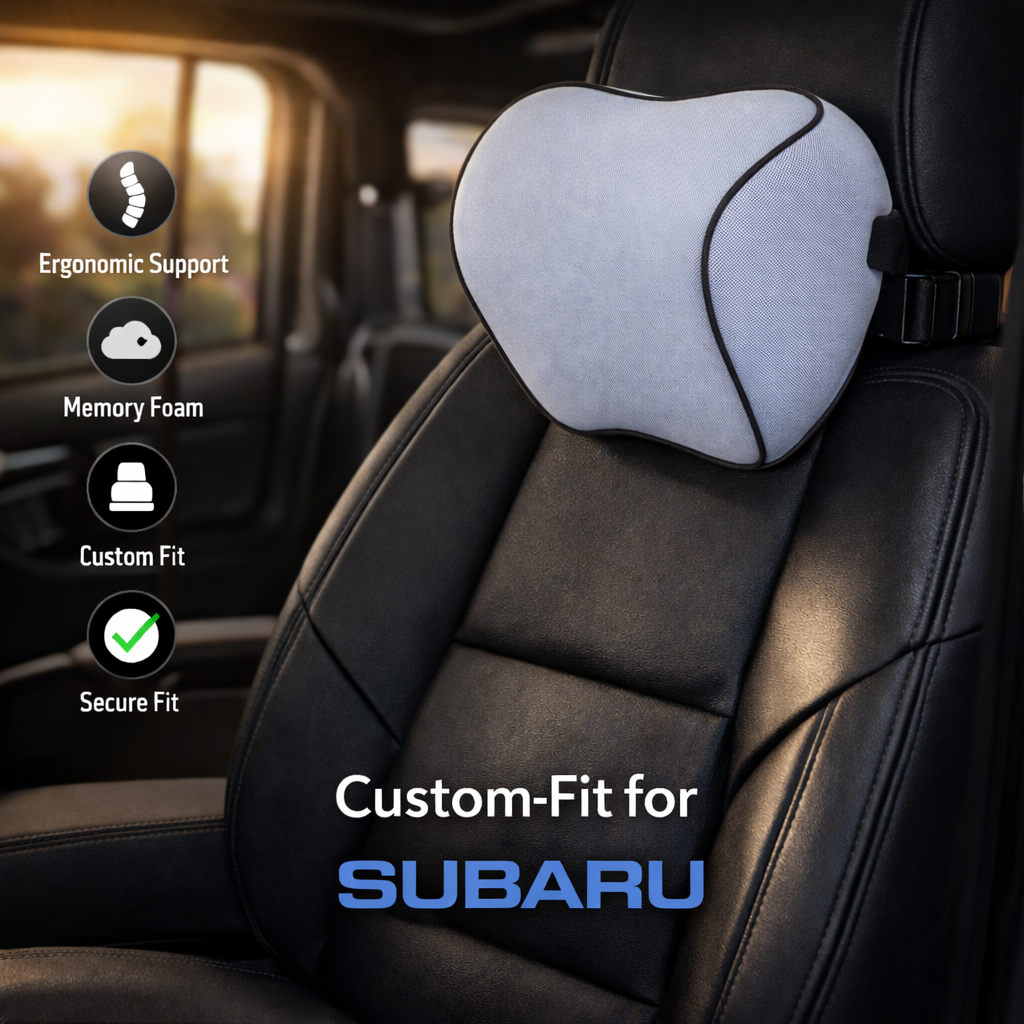 Lumbar Support Cushion for Car and Headrest Neck Pillow Kit, Custom For Cars, Ergonomically Design for Car Seat, Car Accessories SU13983 - Delicate Leather  